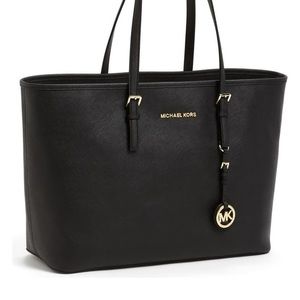 Michael Kors Black Saffiano Laptop Leather Tote